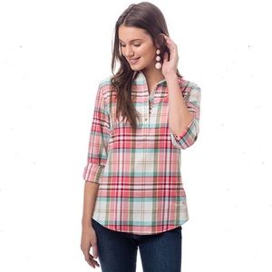 Southern Tide Mountain Plaid Hadley Popover Top